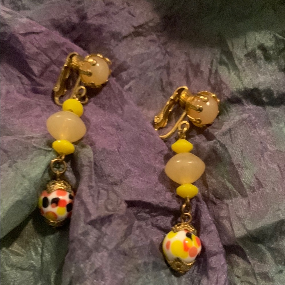 Vintage Colorful Clip-On Earrings